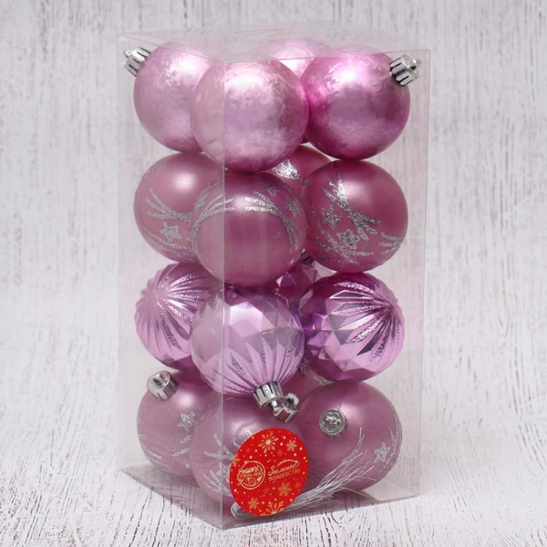 Набор шаров "Лоран ассорти" 16 шт, d-6 см (Сиреневый) Набор шаров "Лоран ассорти" 16 шт, d-6 см (Сиреневый)