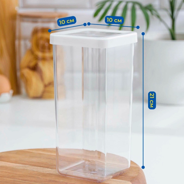 Емкость для сыпучих продуктов СТЕП 1,4 л белый Емкость для сыпучих продуктов СТЕП 1,4 л белый