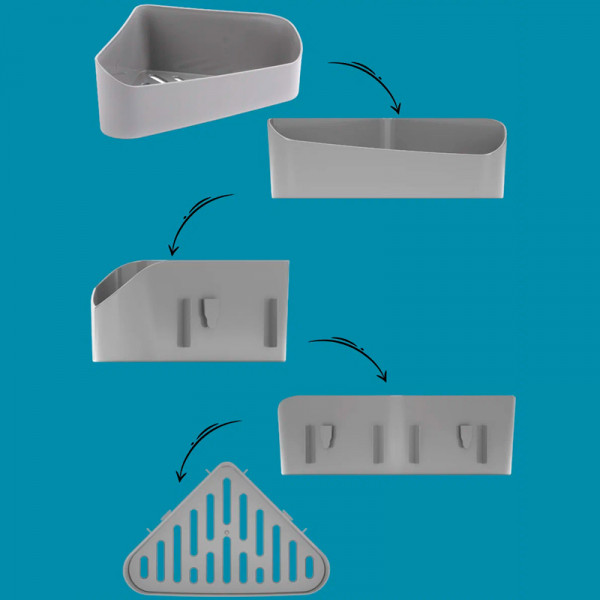 Угловая полка для ванной комнаты (Серая) Угловая полка для ванной комнаты (Серая)