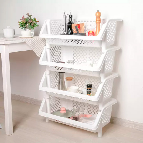 Этажерка "Универсал" 4-х секционная (белый) М6528 Этажерка "Универсал" 4-х секционная (белый) М6528