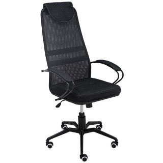 Кресло Ленайс (мет.каркас) подл.металл.№9 с накл.,крест.металл. KM-10000, кол JL (чёрный)