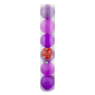 Набор шаров пластик d-6 см, 6 шт "Неон" фиолетовый 3276667