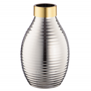Декоративная ваза из цветного стекла с золотым напылением 16х24 см (серый)