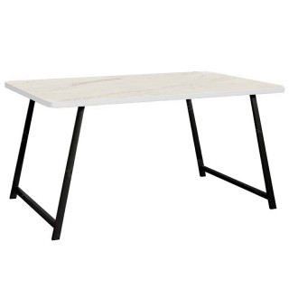 Стол Арзу (1600х800 столешница F закругл.углы цв.Люкс) Мрамор светлый