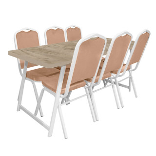 Комплект мебели "Арзу Плюс" (каркас белый, дуб крафт серый, гоб.бежевый)