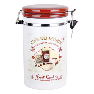Банка для сыпучих продуктов 1000 мл с клипсой Кофе