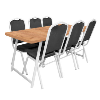 Комплект мебели "Арзу Плюс" каркас белый/дуб крафт золотой/гоб.тёмно-серый