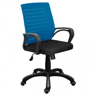Кресло мод.МИ-6 (сид.ортопед) подл.209,крест.670-1 м/п спинка синяя сидушка черная