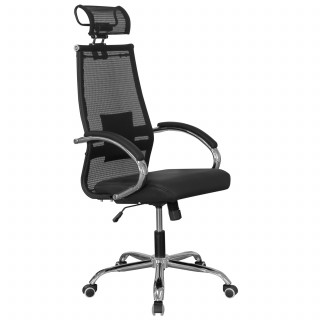 Кресло Хан (подлокотник хром AL-01DFS с накл.;черный)