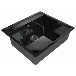 Мойка каменная МС-21 черный металлик глянец