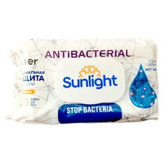 Влажные салфетки SUNLIGHT Antibacterial Silver без отдушек 120 шт