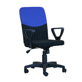 Кресло "Квадро Н" №2 (гоб/кзам, пластик) гобелен чёрный + спинка синяя