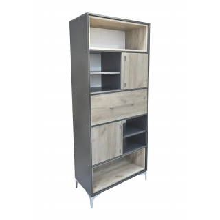 Стеллаж «Осло» 800*400*1786Н (КУЛ) дуб крафт серый