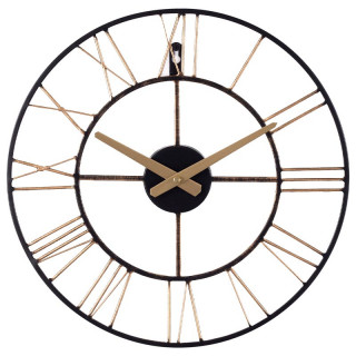 Часы настенные из металла, d=40 см, черный с бронзой "Лофт 2" Рубин 4022-002