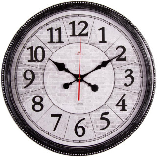 4844-005 (5) Часы настенные круг d=49,5см, корпус черный с серебром "Лофт" "Рубин"
