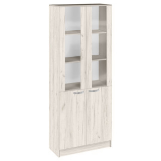 Стеллаж полузакрытый со стеклом "КУЛ-124" цв.Люкс Дуб крафт белый