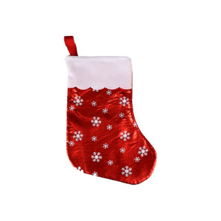 Носок для подарков "Мерцание" 19х38 см (Бело-красный)