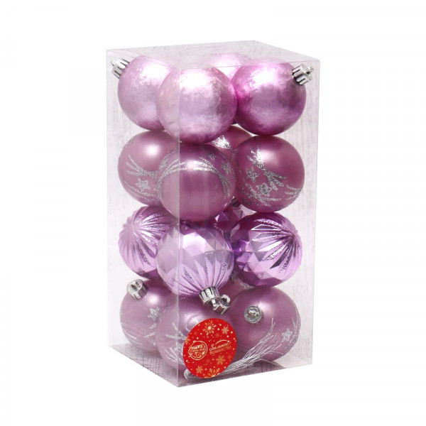 Набор шаров "Лоран ассорти" 16 шт, d-6 см (Сиреневый) Набор шаров "Лоран ассорти" 16 шт, d-6 см (Сиреневый)