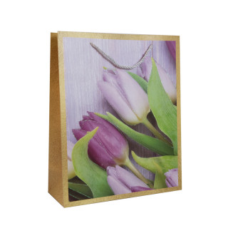 Подарочный пакет "Тюльпаны" 26х32 см