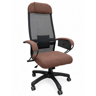 Кресло "Сакура 3" сид.гоб.Stock,подл.металл.№11 с накл.,крест.пл.d 700 м/п (тёмно-коричневый)