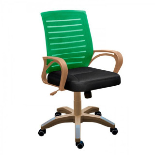 Кресло "МИ-6" (сид.ортопед) подл.209, крест.680 м/п, кол JL (спинка зелёная, сиденье чёрное)