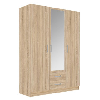 С5.14Z Шкаф 3-х дверный с зеркалом (Дуб сонома, Лотос 128)