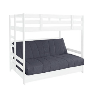 Двухъярусная кровать массив с диван-кроватью Боннель 800х1900 (Velutto 32 (термостёжка), белый)