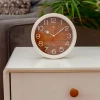 В4-039 (20) Будильник кварц d=15см, корпус белый "Дерево" "Рубин"