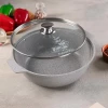 Кастрюля-жаровня (антипригарное покрытие, литая 3,0л, стеклянная крышка, светлый мрамор