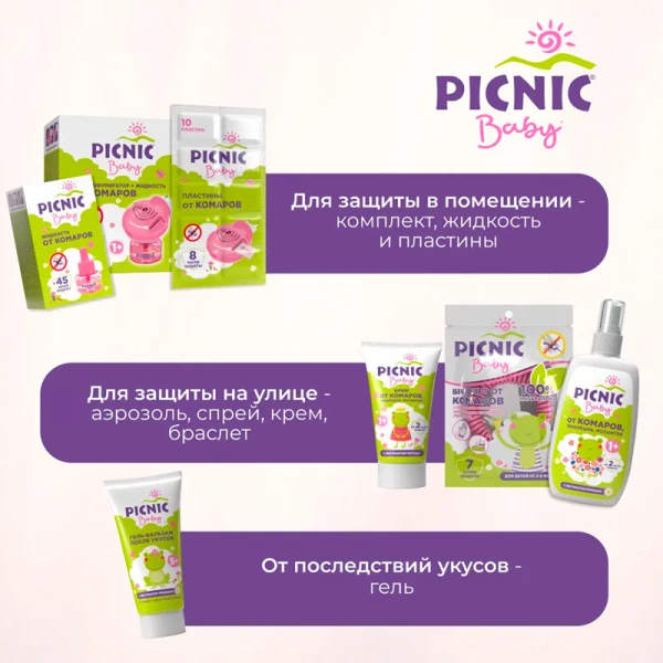 Средство инсектицидное "Picnic Baby детские пластины от комаров" 10шт Средство инсектицидное "Picnic Baby детские пластины от комаров" 10шт