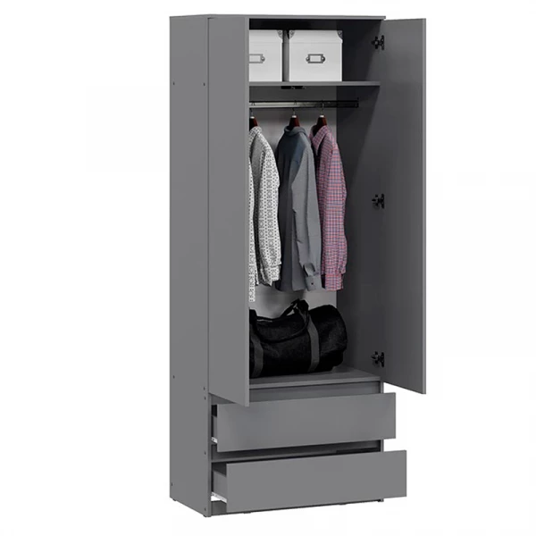 Модульная система "Денвер" Шкаф двухстворчатый с ящиками (Серия 2) Графит серый Модульная система "Денвер" Шкаф двухстворчатый с ящиками (Серия 2) Графит серый