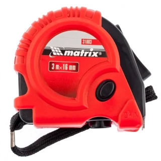 Рулетка Rubber, 3 м х 16 мм, обрезиненный корпус// Matrix