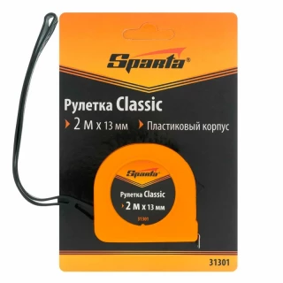 Рулетка Classic, 2 м х 13 мм, пластиковый корпус// Sparta