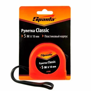 Рулетка Classic, 5 м х 18 мм, пластиковый корпус// Sparta