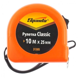 Рулетка Classic, 10 м х 25 мм, пластиковый корпус// Sparta