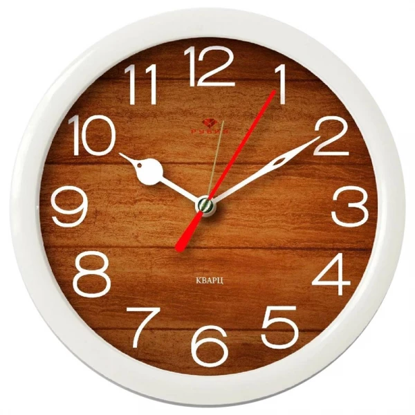 В4-039 (20) Будильник кварц d=15см, корпус белый "Дерево" "Рубин" В4-039 (20) Будильник кварц d=15см, корпус белый "Дерево" "Рубин"